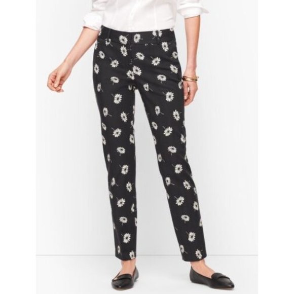 Women's Talbots Hampshire Ankle Pants Size 10 Straight Leg Mid Rise Crop Flower - Picture 1 of 5
